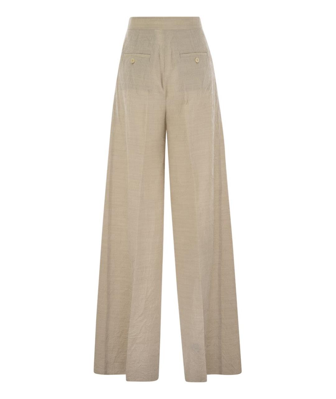 MAX MARA Бежевые шерстяные прямые брюки, фото 2