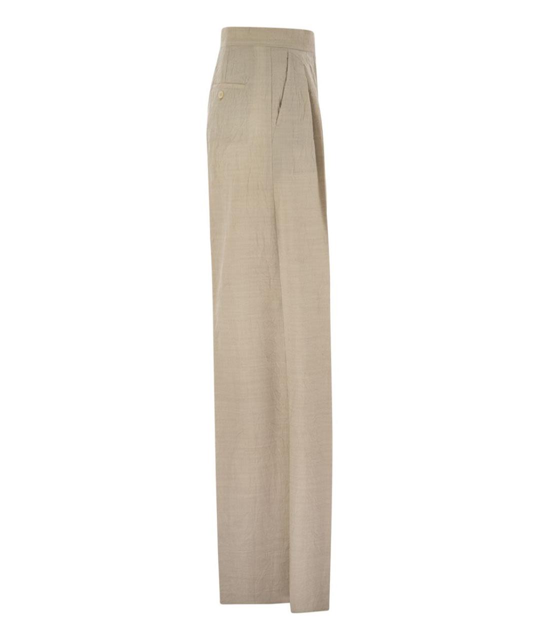 MAX MARA Бежевые шерстяные прямые брюки, фото 3