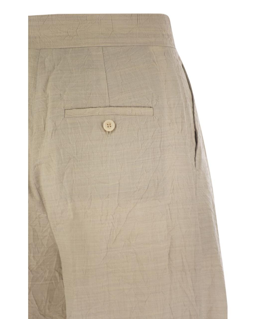 MAX MARA Бежевые шерстяные прямые брюки, фото 4