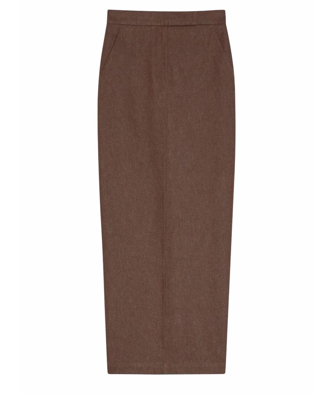 MAX MARA Коричневая хлопковая юбка миди, фото 1