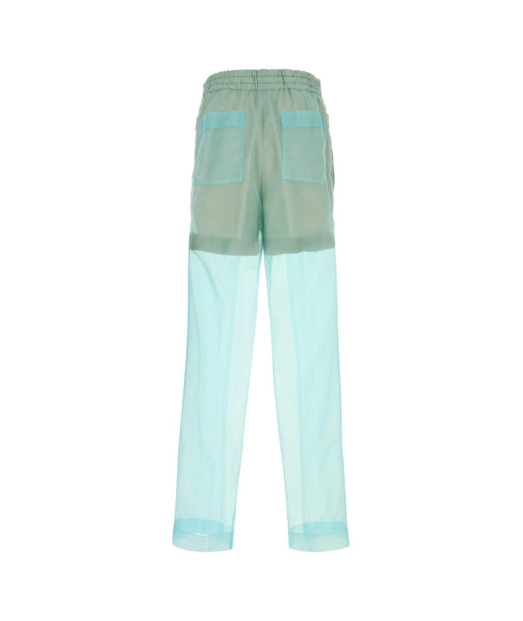 DRIES VAN NOTEN Голубые полиэстеровые прямые брюки, фото 2