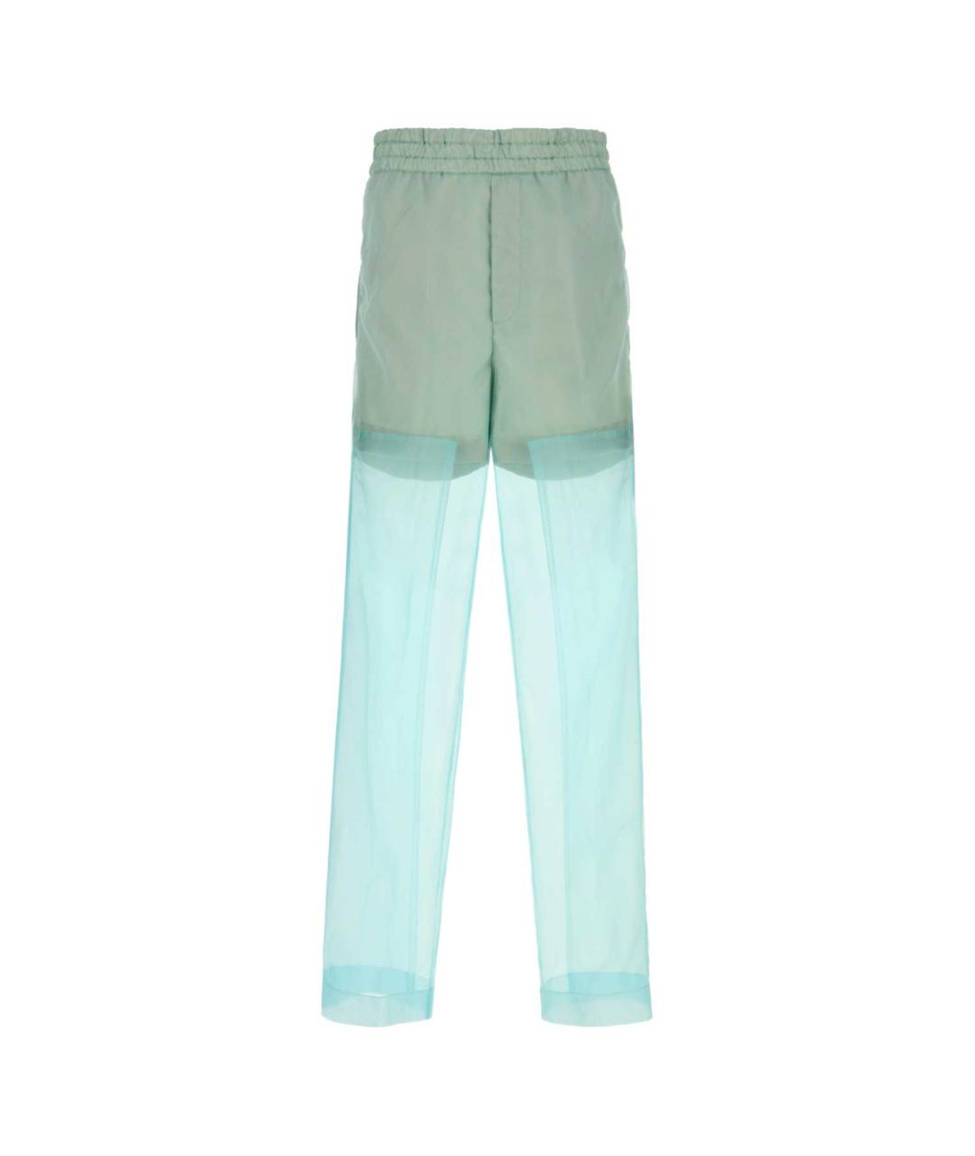 DRIES VAN NOTEN Голубые полиэстеровые прямые брюки, фото 1