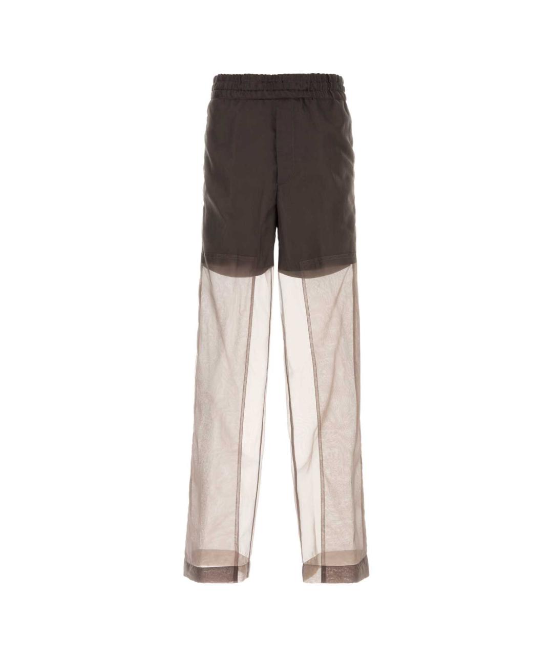 DRIES VAN NOTEN Коричневые полиэстеровые прямые брюки, фото 1