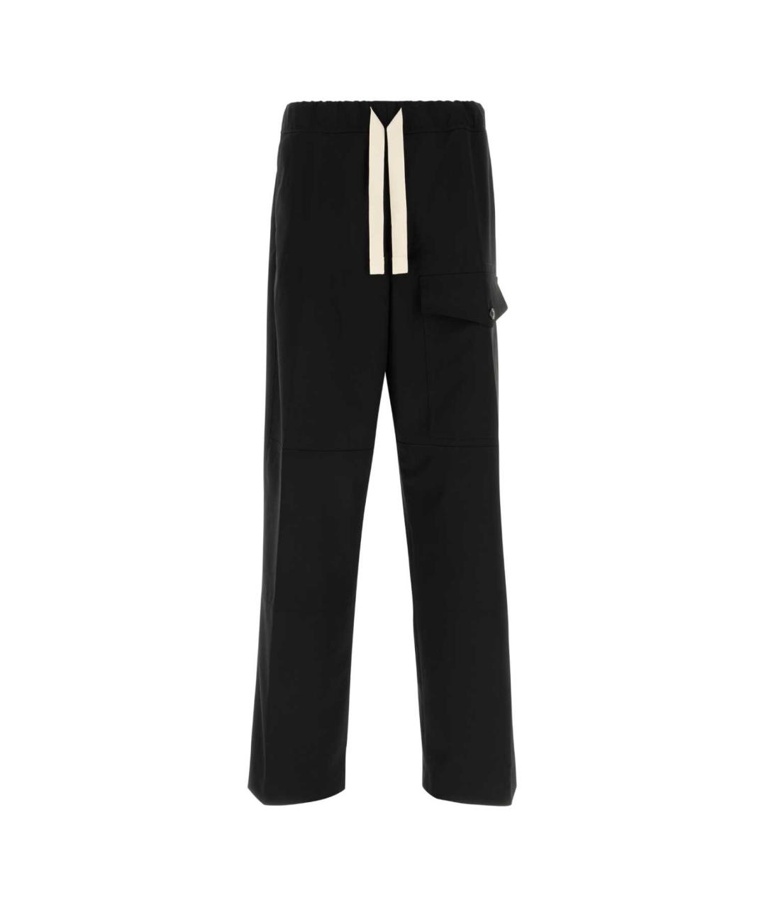 DRIES VAN NOTEN Черные шерстяные прямые брюки, фото 1