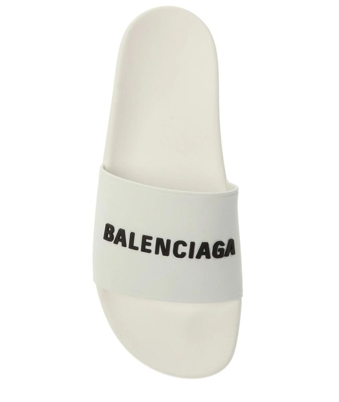 BALENCIAGA Белые резиновые шлепанцы, фото 4