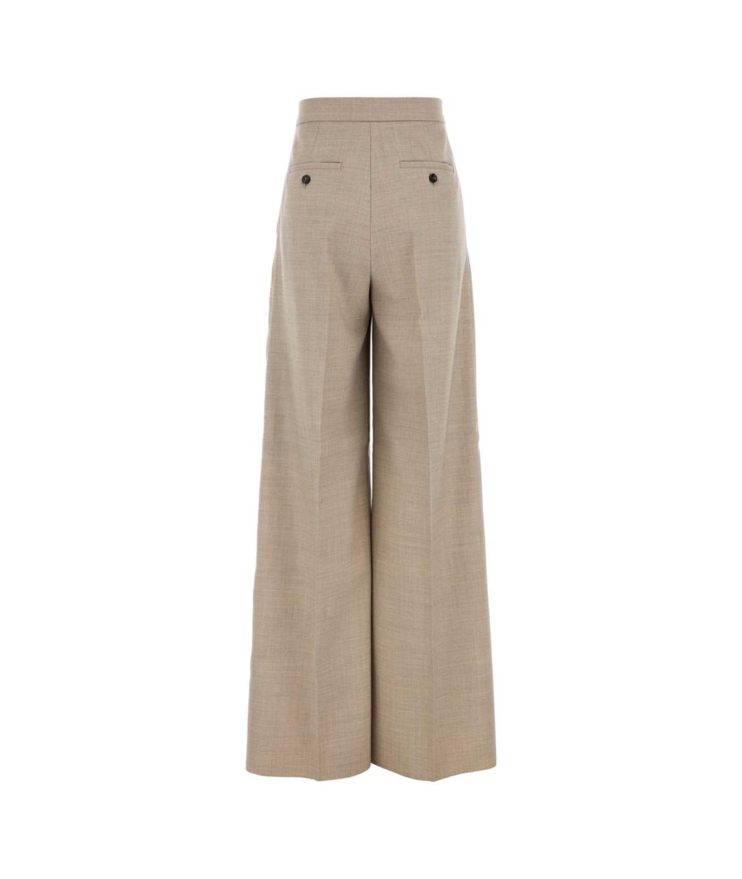 MAX MARA Бежевые шерстяные прямые брюки, фото 2