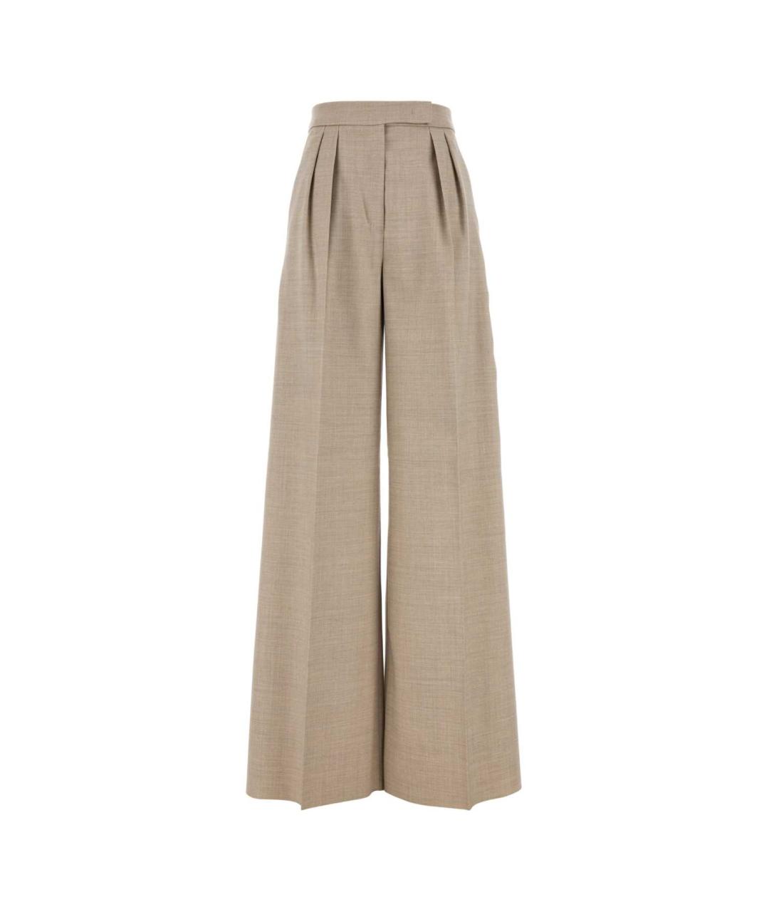 MAX MARA Бежевые шерстяные прямые брюки, фото 1