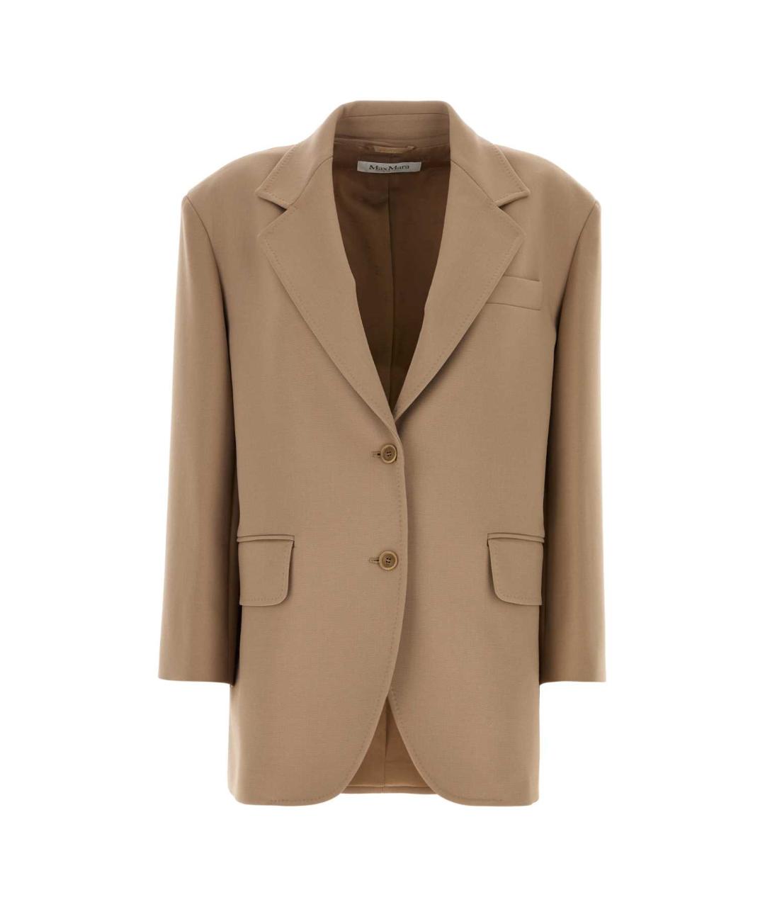 MAX MARA Бежевый полиэстеровый жакет/пиджак, фото 1