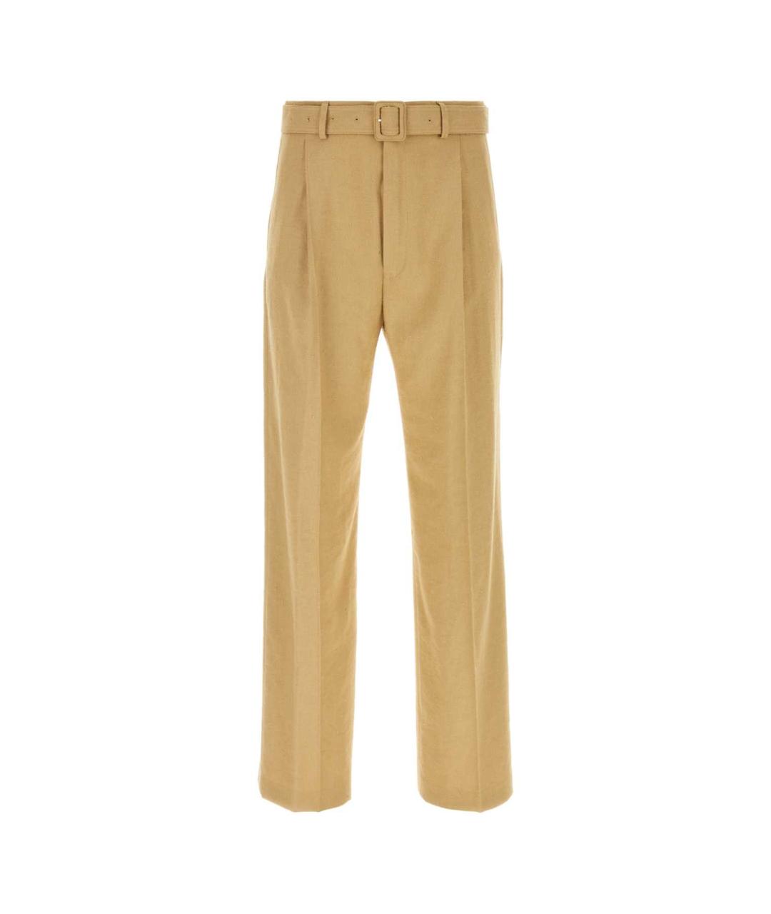 DRIES VAN NOTEN Бежевые полиэстеровые прямые брюки, фото 1