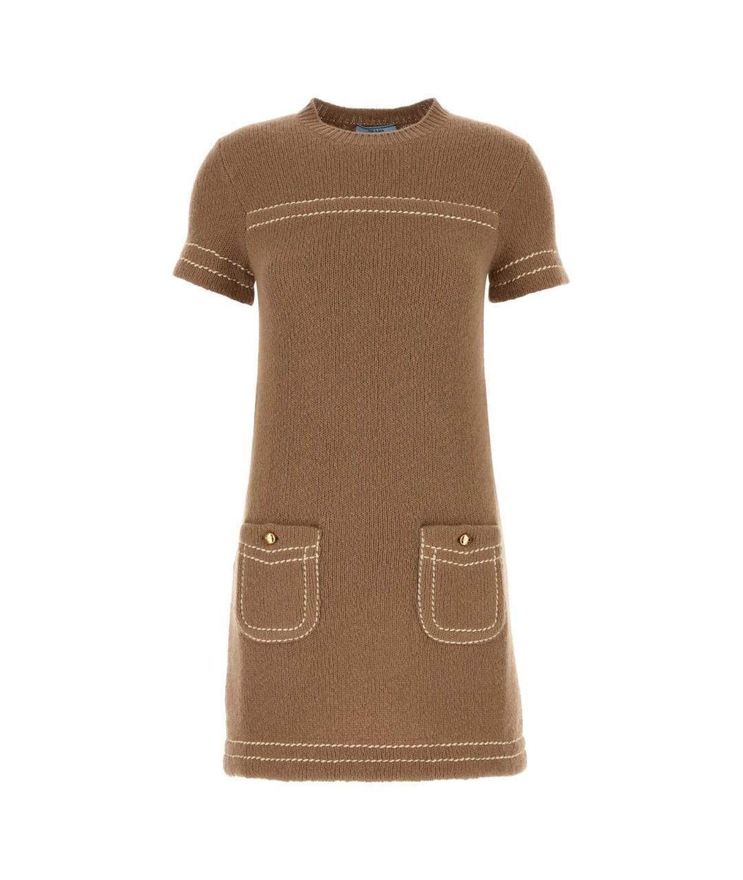PRADA Коричневое кашемировое повседневное платье, фото 1