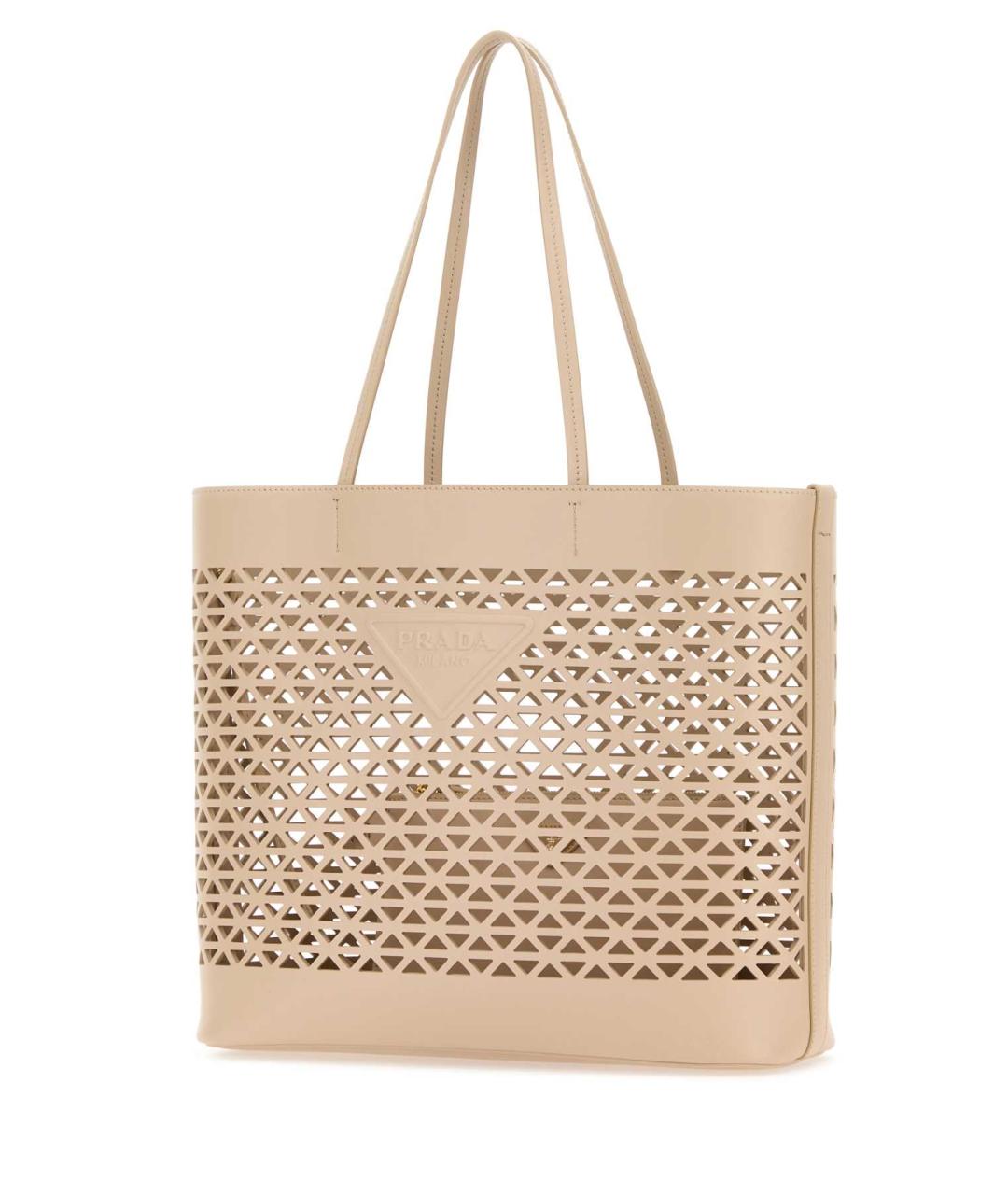 PRADA Бежевая кожаная сумка с короткими ручками, фото 2