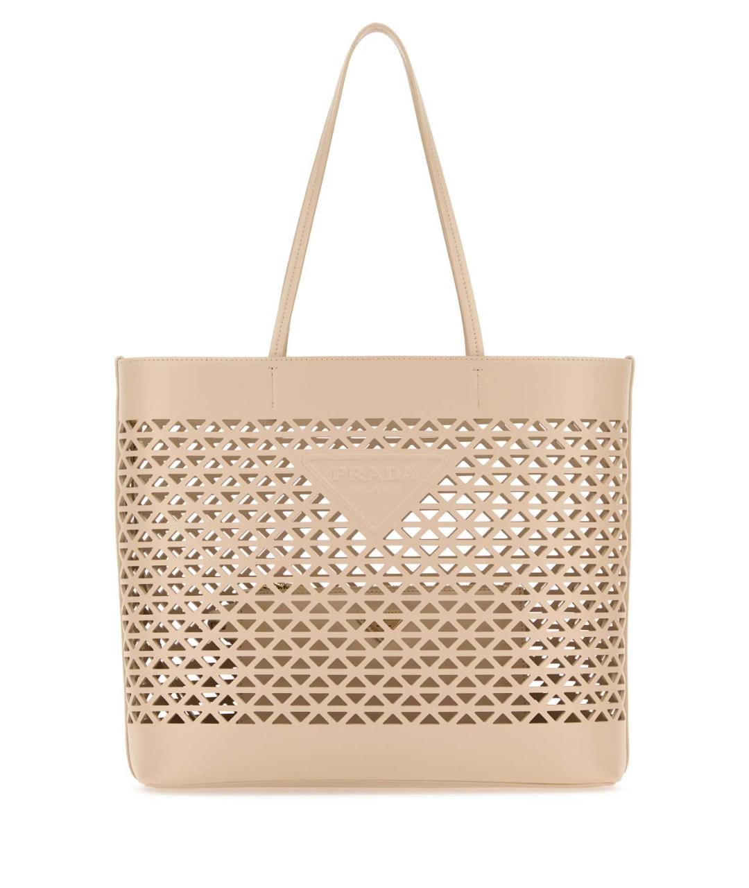 PRADA Бежевая кожаная сумка с короткими ручками, фото 1