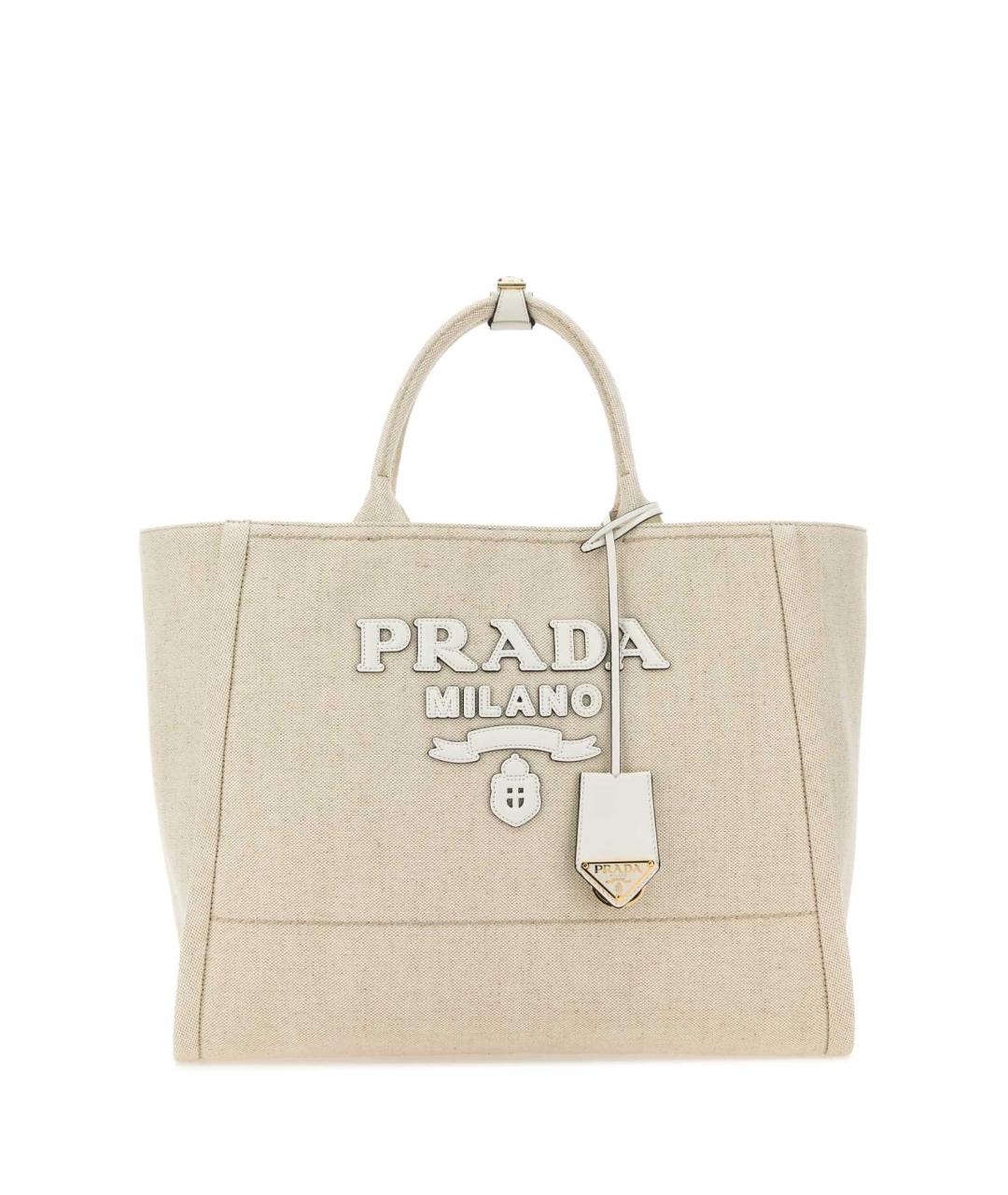 PRADA Бежевая тканевая сумка тоут, фото 1