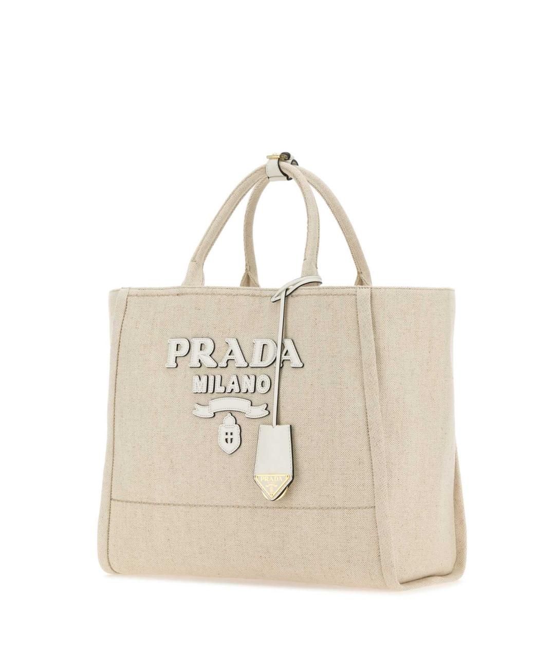PRADA Бежевая тканевая сумка тоут, фото 2