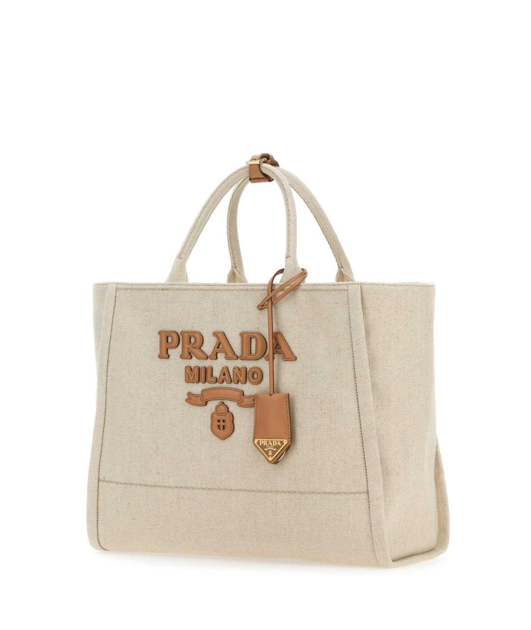 PRADA Бежевая тканевая сумка тоут, фото 2