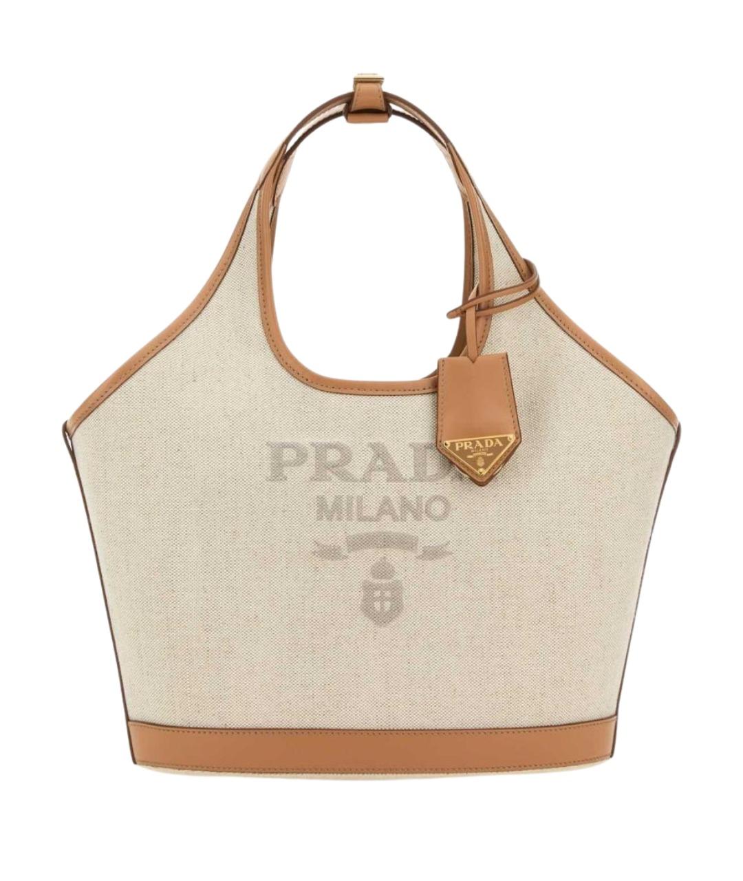 PRADA Бежевая тканевая сумка тоут, фото 1