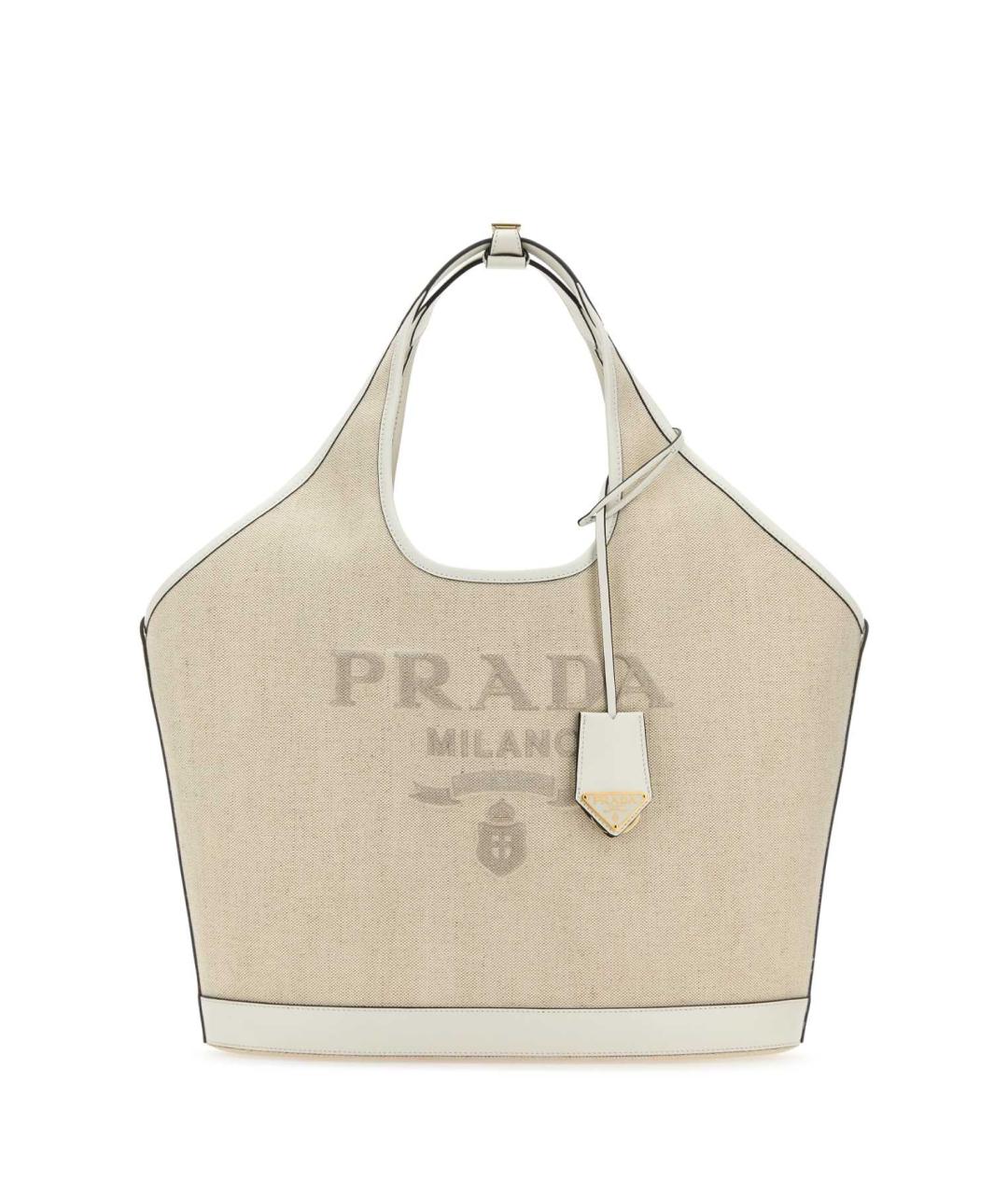 PRADA Бежевая тканевая сумка тоут, фото 1