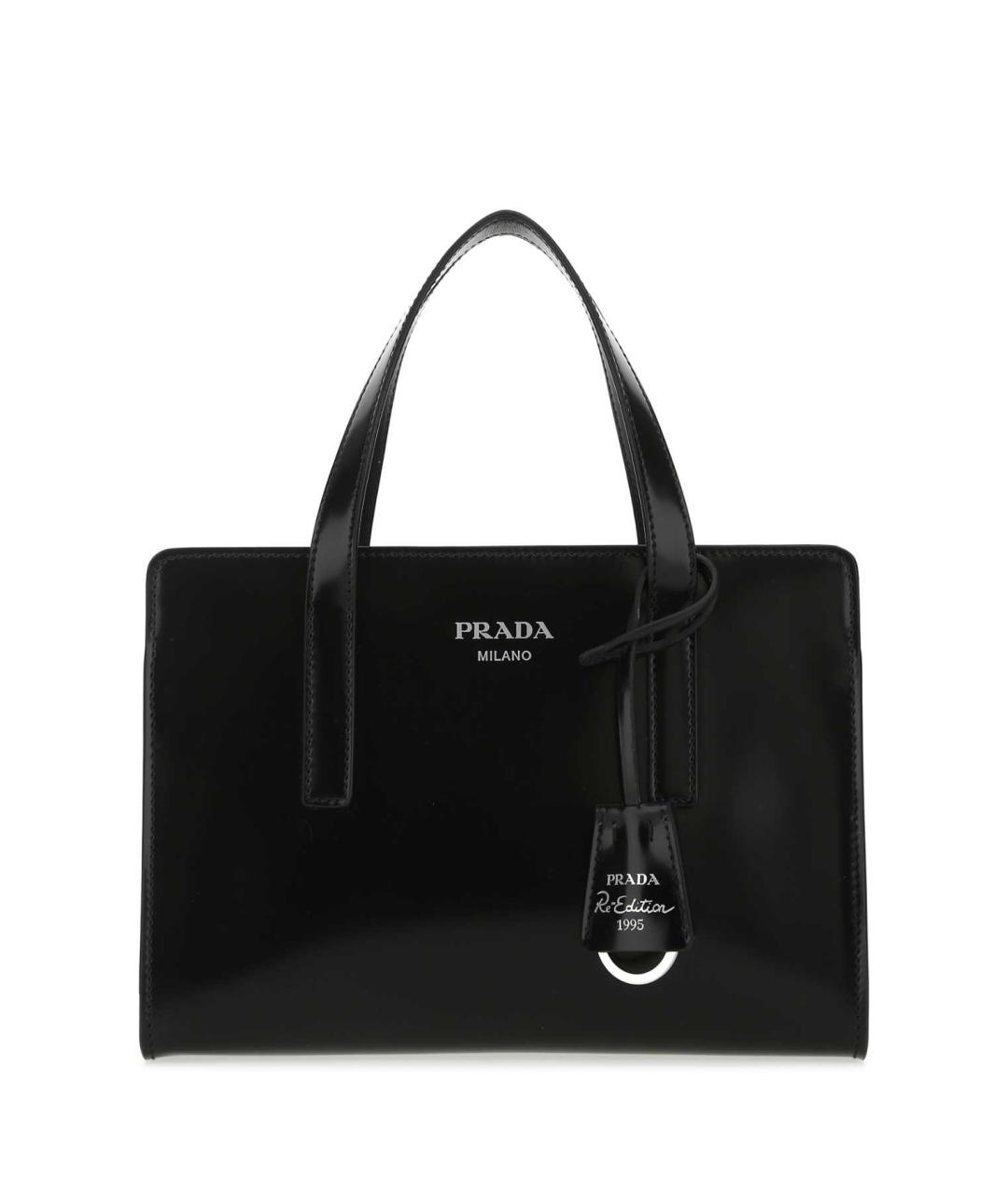 PRADA Черная сумка тоут из лакированной кожи, фото 1
