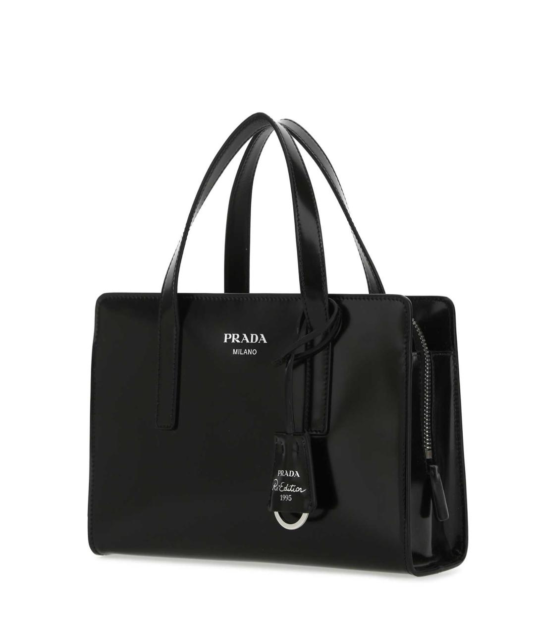 PRADA Черная сумка тоут из лакированной кожи, фото 2