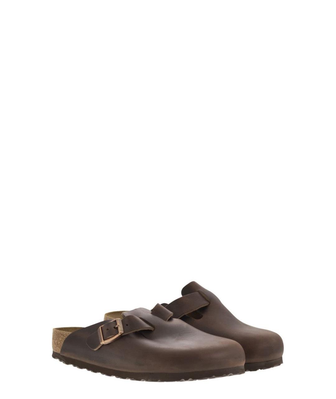 BIRKENSTOCK Коричневые кожаные шлепанцы, фото 4