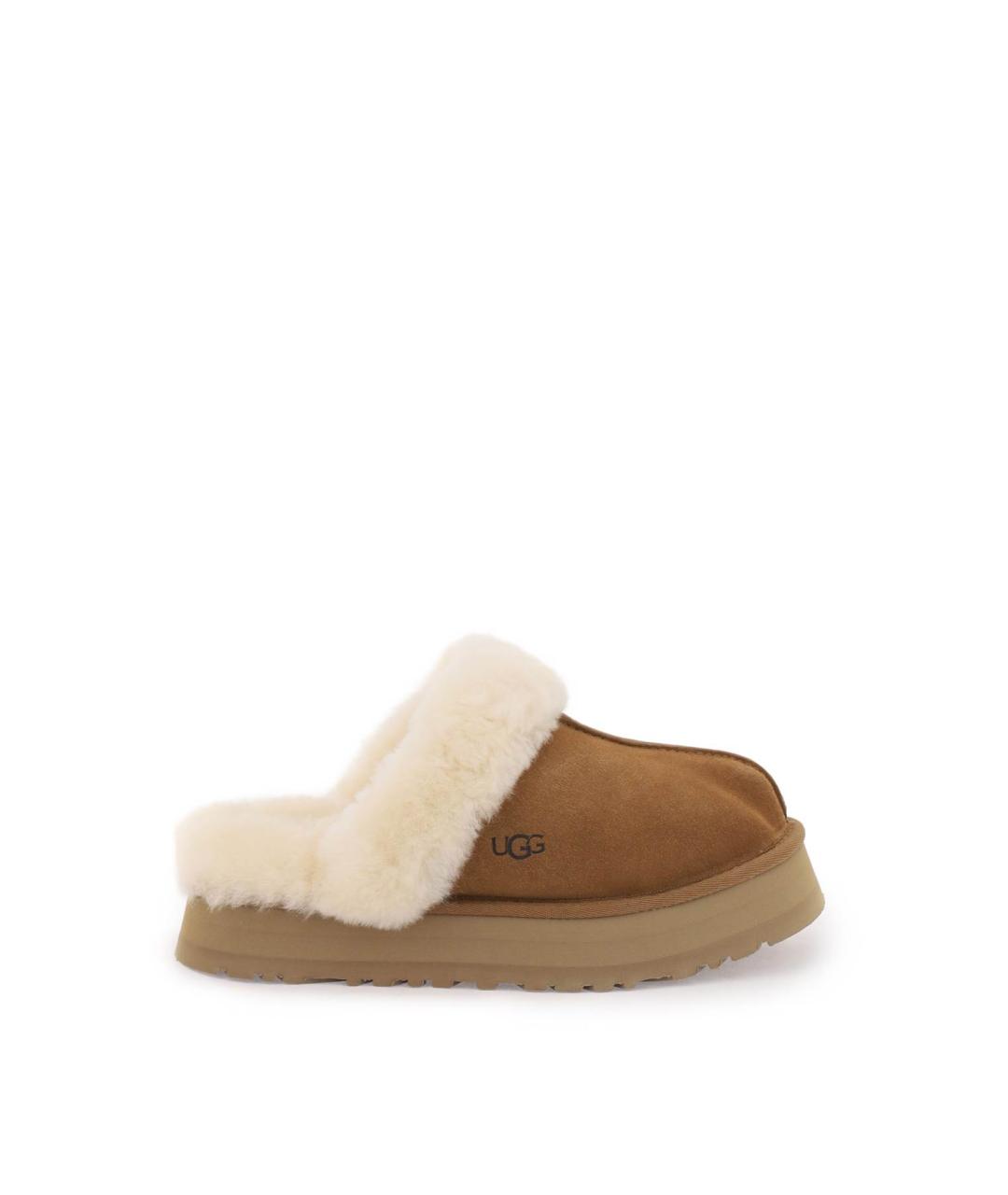 UGG AUSTRALIA Бежевые кожаные сабо, фото 2