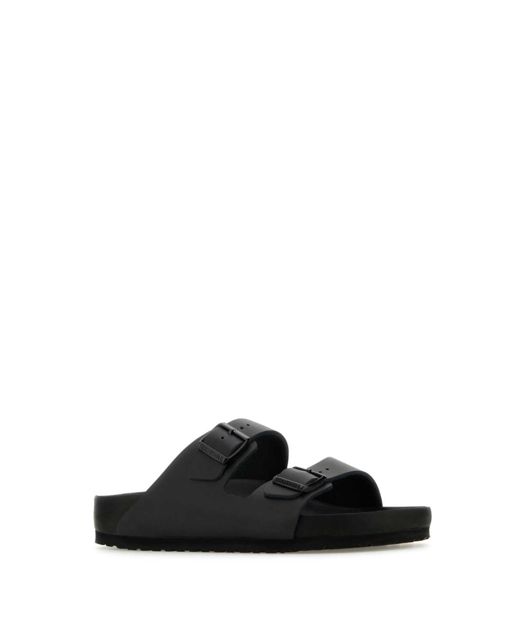 BIRKENSTOCK Черные кожаные шлепанцы, фото 2