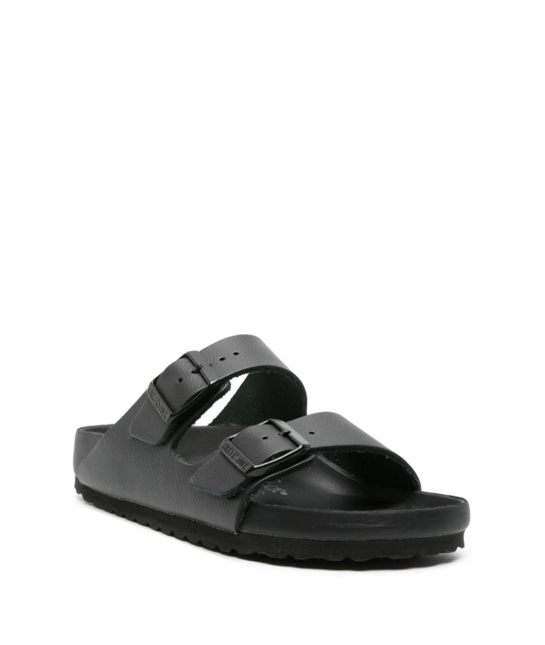 BIRKENSTOCK Черные кожаные шлепанцы, фото 3