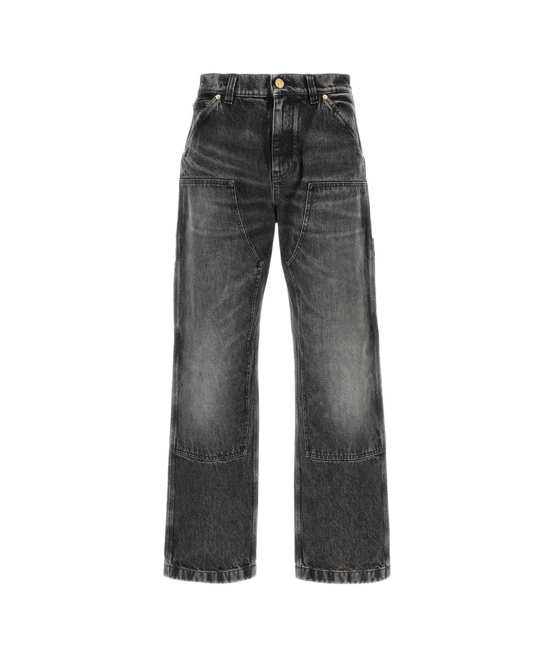 VERSACE Черные хлопковые прямые джинсы, фото 1