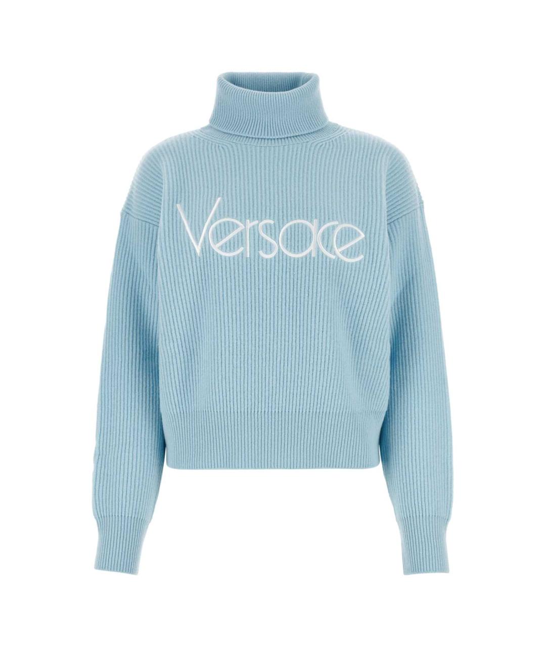 VERSACE Голубой шерстяной джемпер / свитер, фото 1