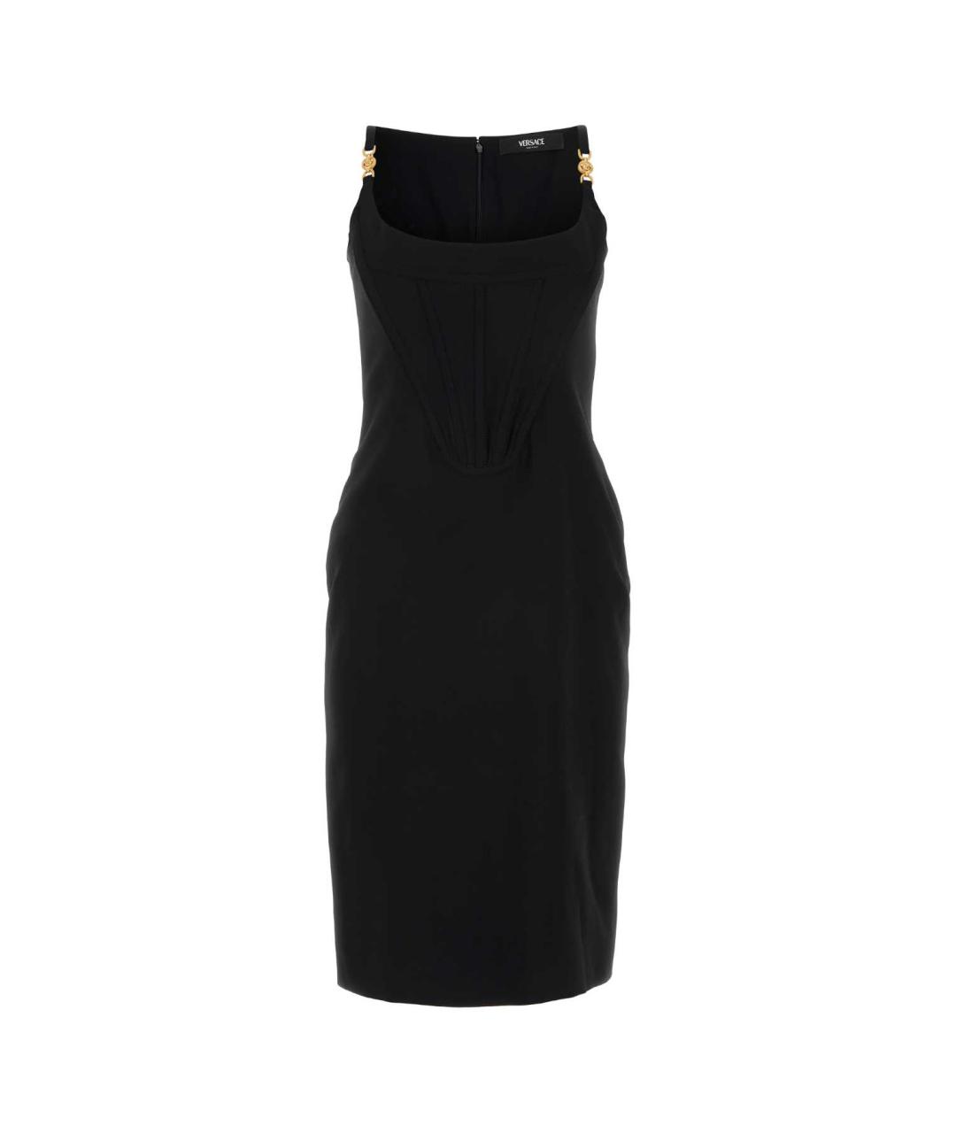 VERSACE Черное шелковое повседневное платье, фото 1
