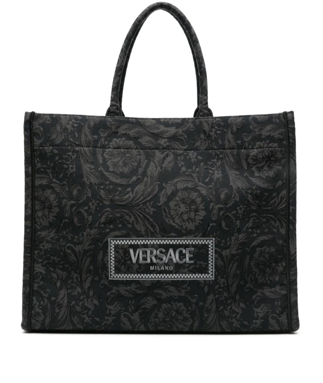 VERSACE Черная синтетическая сумка тоут, фото 1