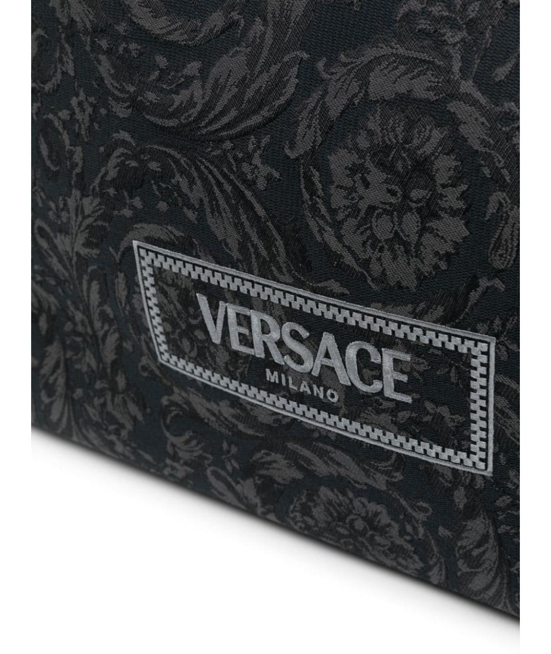 VERSACE Черная синтетическая сумка тоут, фото 4
