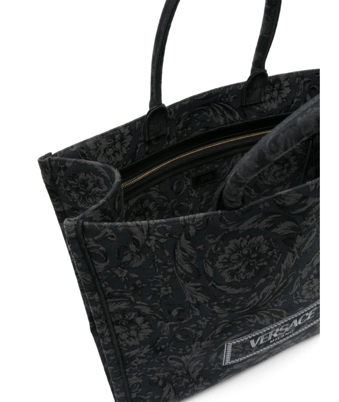 VERSACE Черная синтетическая сумка тоут, фото 5