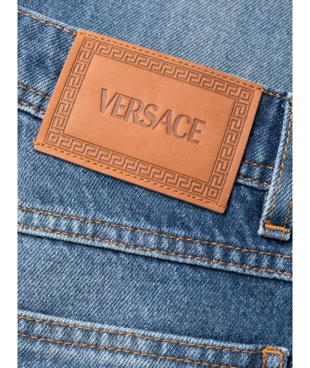 VERSACE Синие хлопковые прямые джинсы, фото 2