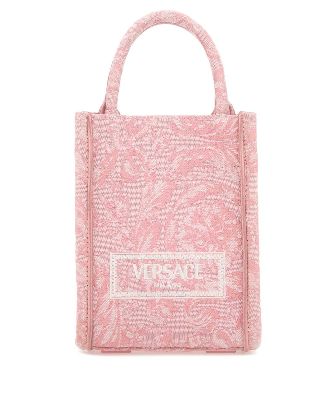 VERSACE Розовая синтетическая сумка с короткими ручками, фото 1