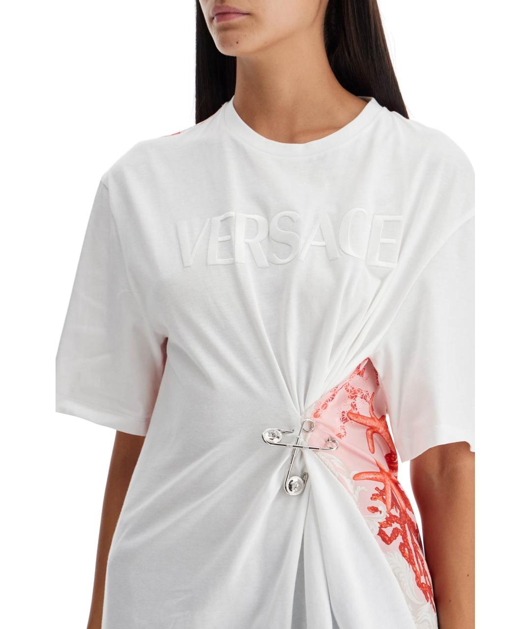 VERSACE Белая полиэстеровая футболка, фото 4