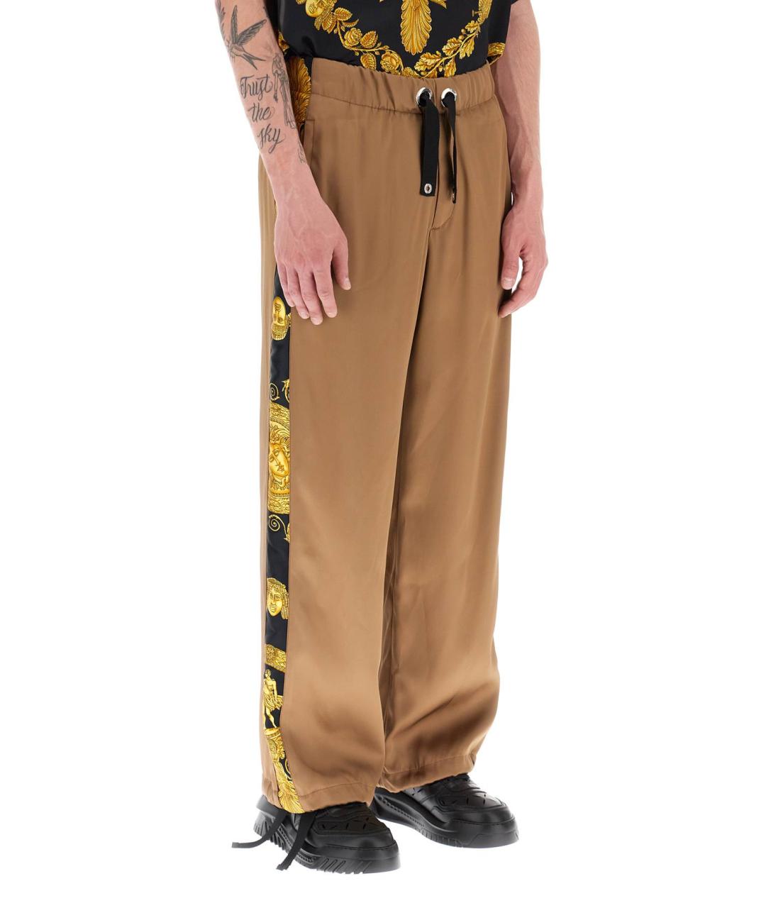 VERSACE Коричневые вискозные прямые брюки, фото 2