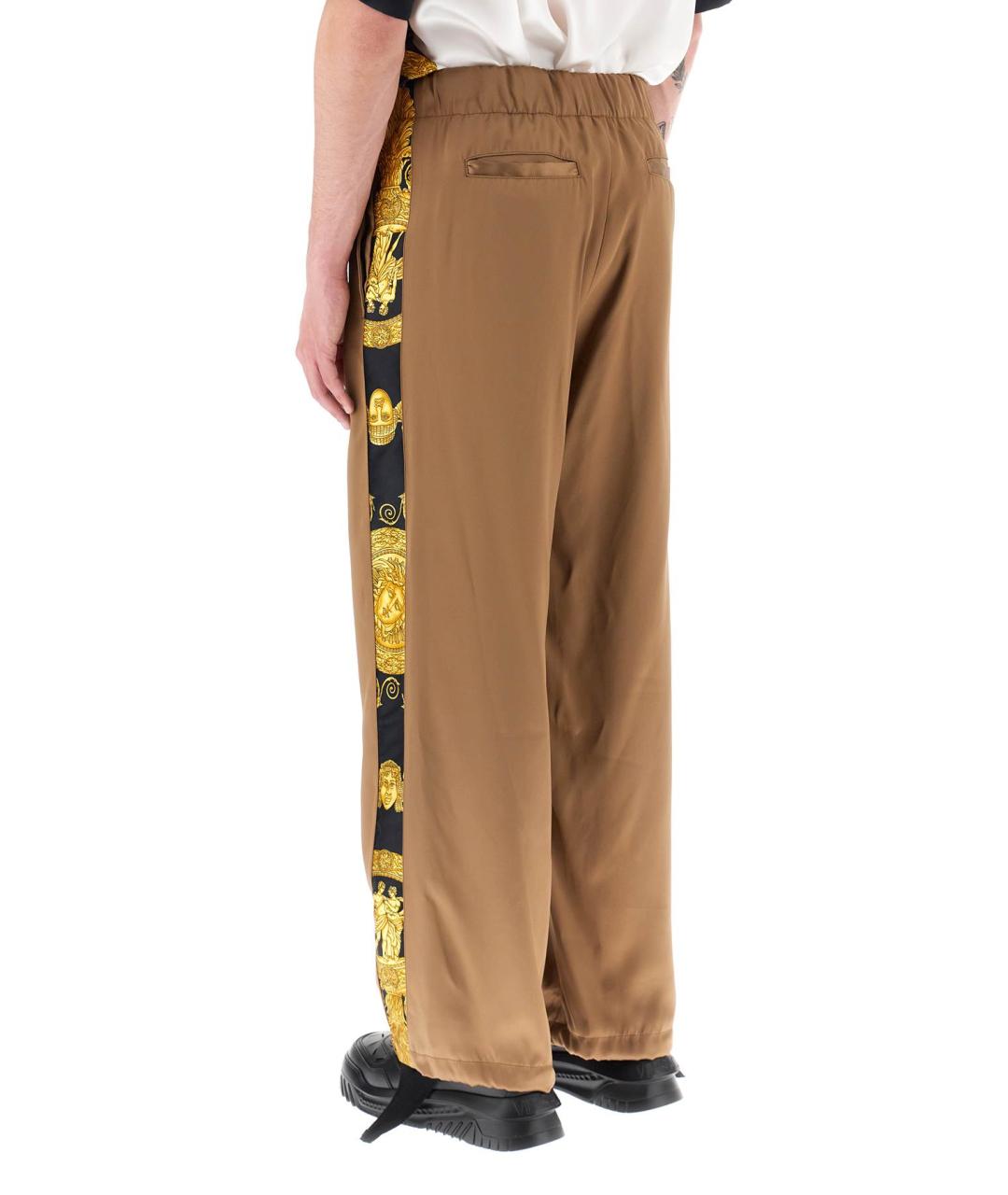 VERSACE Коричневые вискозные прямые брюки, фото 3