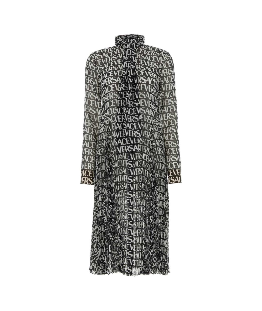 VERSACE Черное шелковое повседневное платье, фото 1