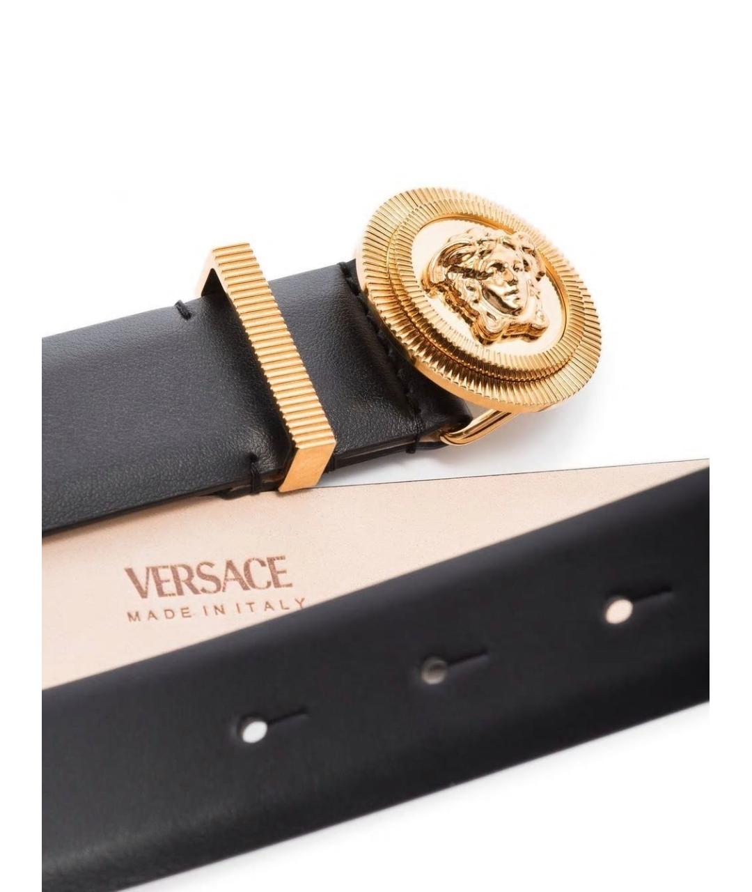 VERSACE Черный кожаный ремень, фото 3