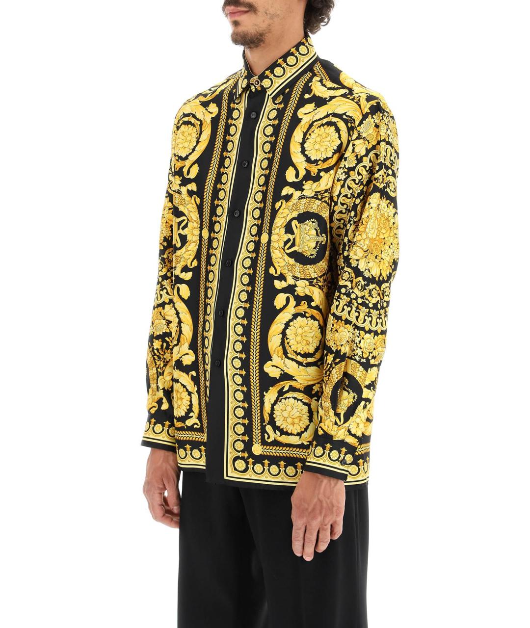 VERSACE Золотая шелковая рубашка, фото 4
