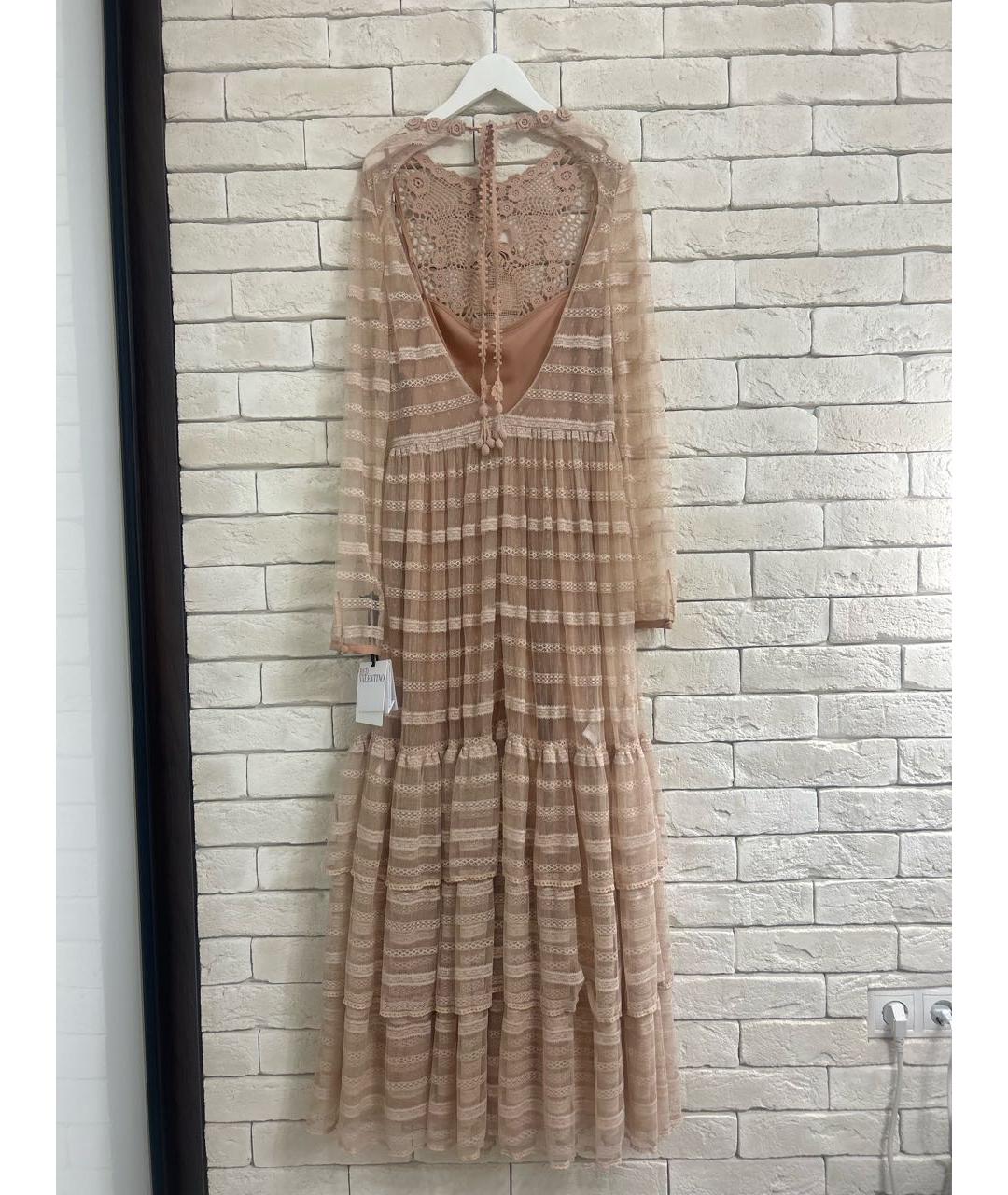 RED VALENTINO Бежевое кружевное вечернее платье, фото 2