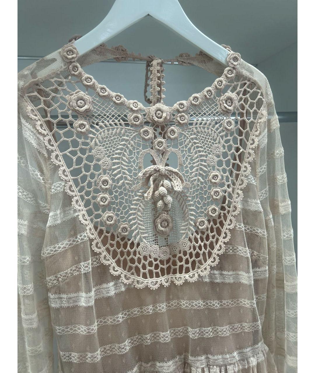 RED VALENTINO Бежевое кружевное вечернее платье, фото 4