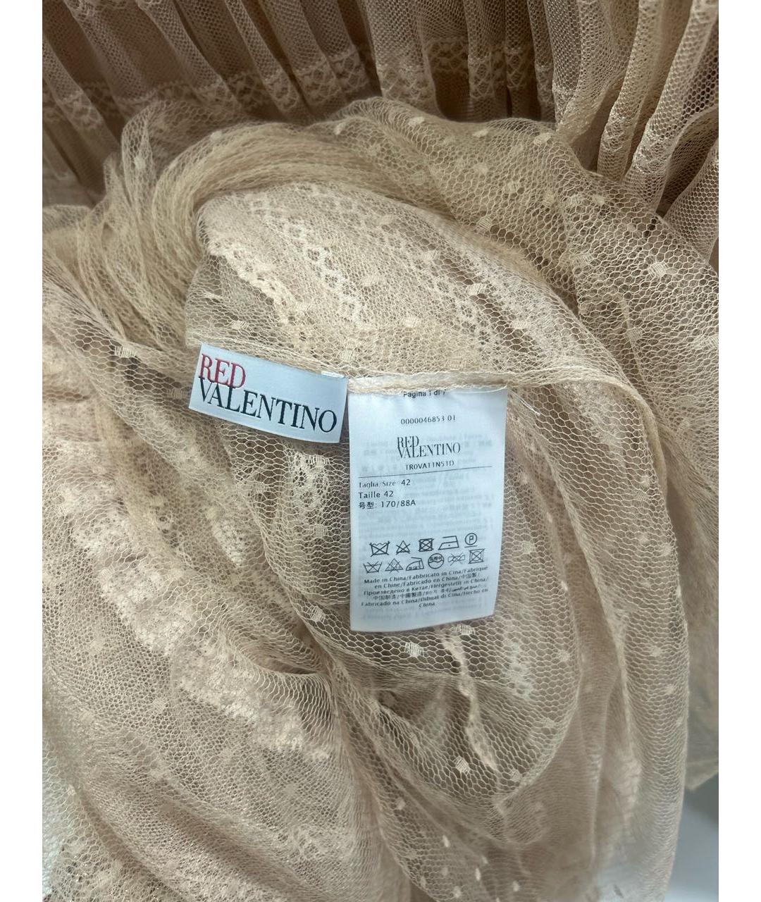 RED VALENTINO Бежевое кружевное вечернее платье, фото 6