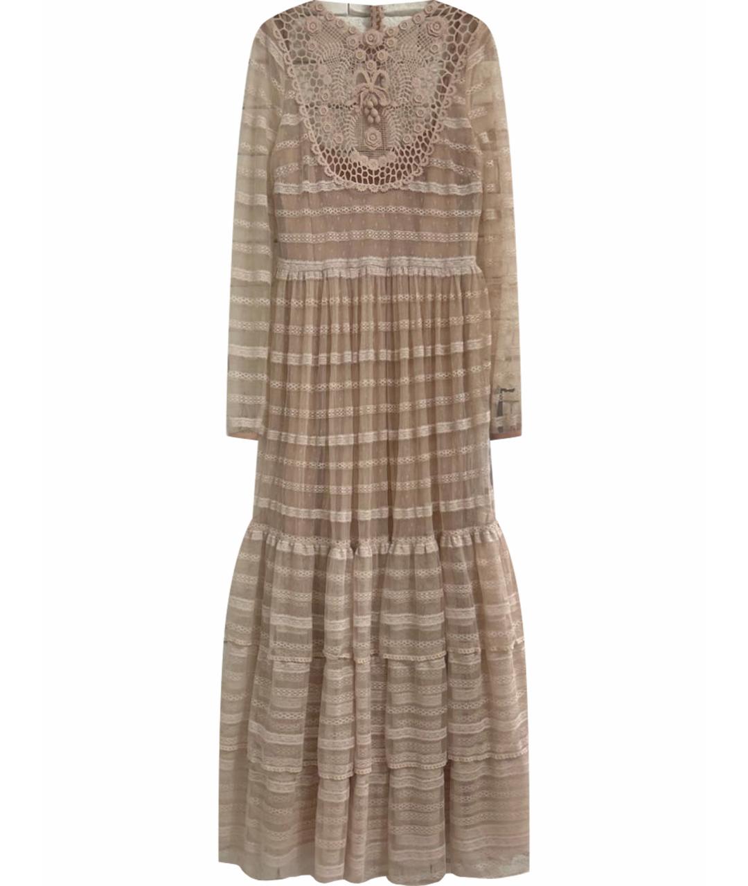 RED VALENTINO Бежевое кружевное вечернее платье, фото 1