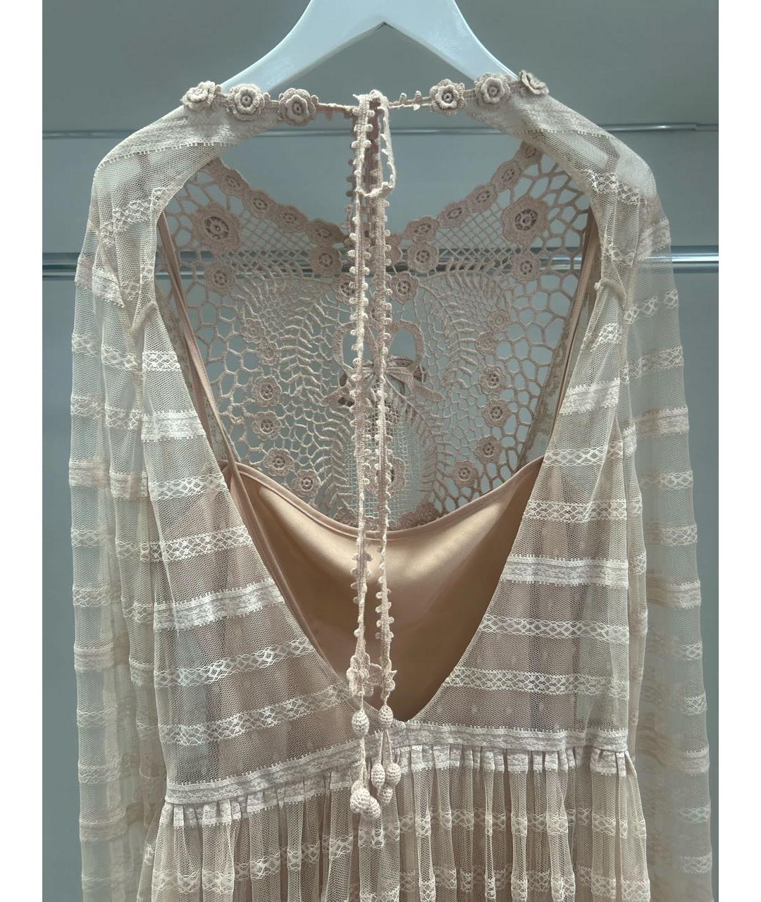 RED VALENTINO Бежевое кружевное вечернее платье, фото 3