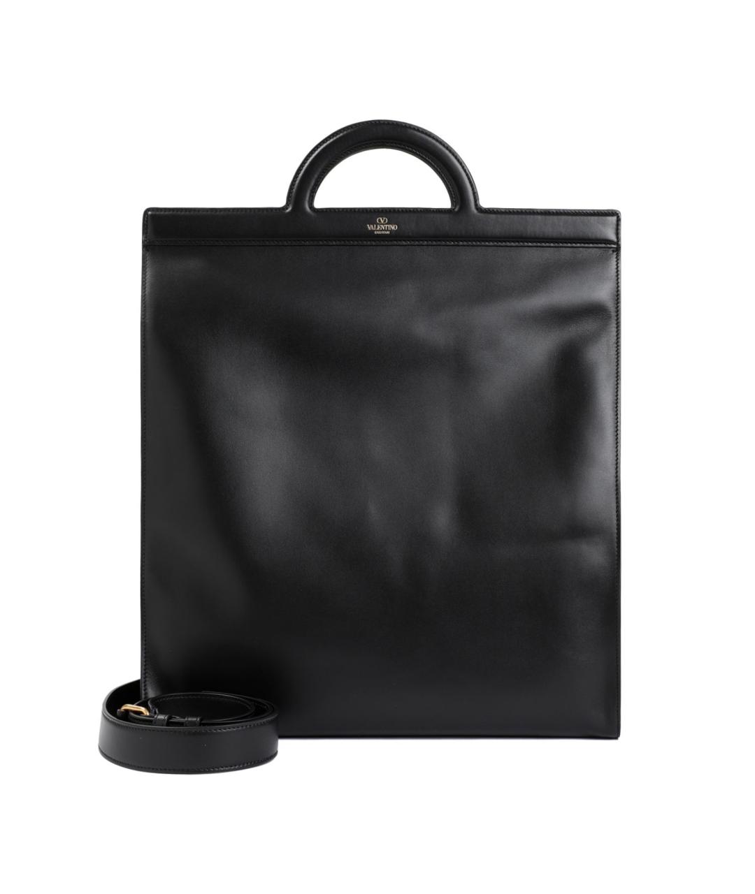 VALENTINO Черная кожаная сумка с короткими ручками, фото 1
