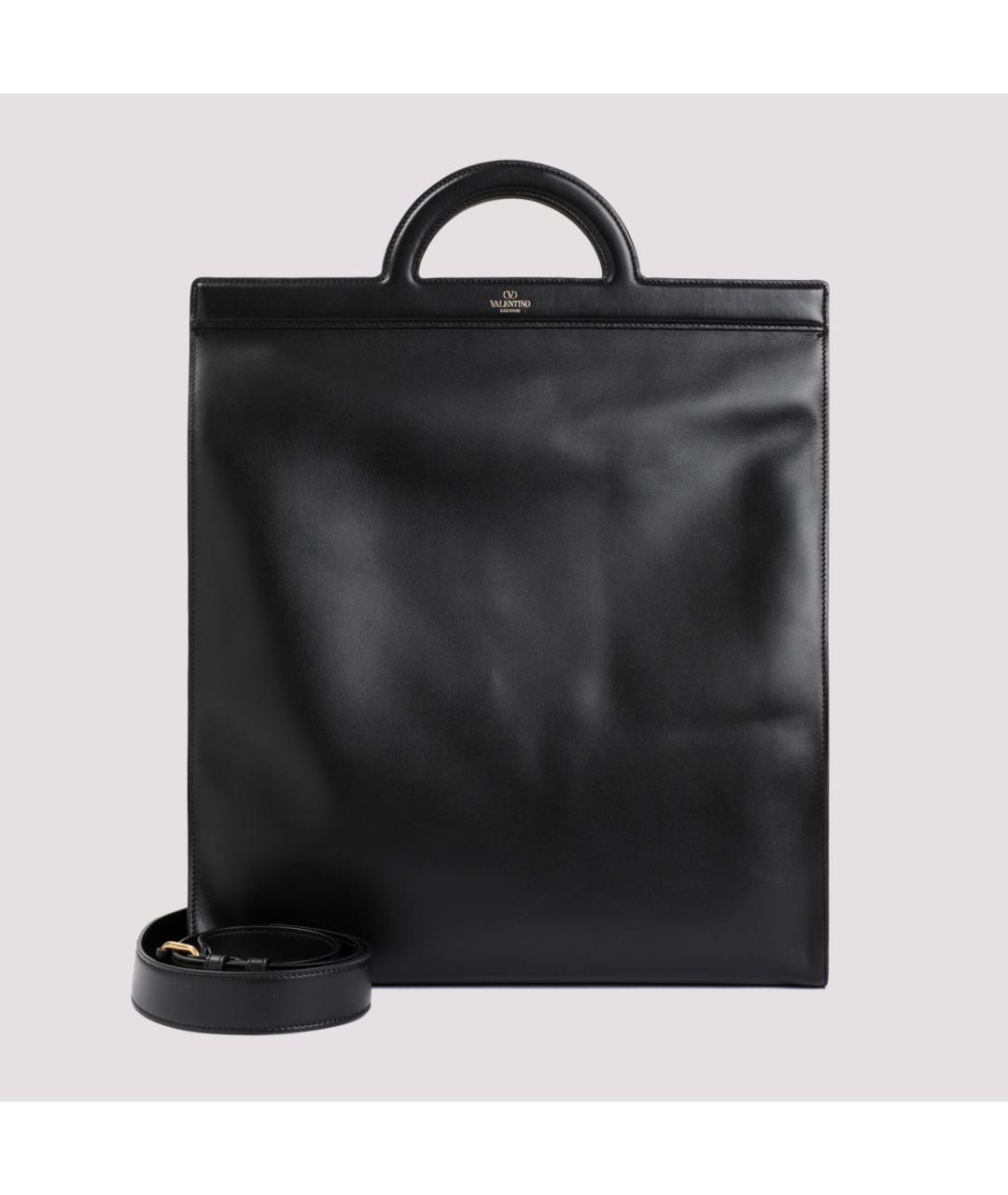 VALENTINO Черная кожаная сумка с короткими ручками, фото 2