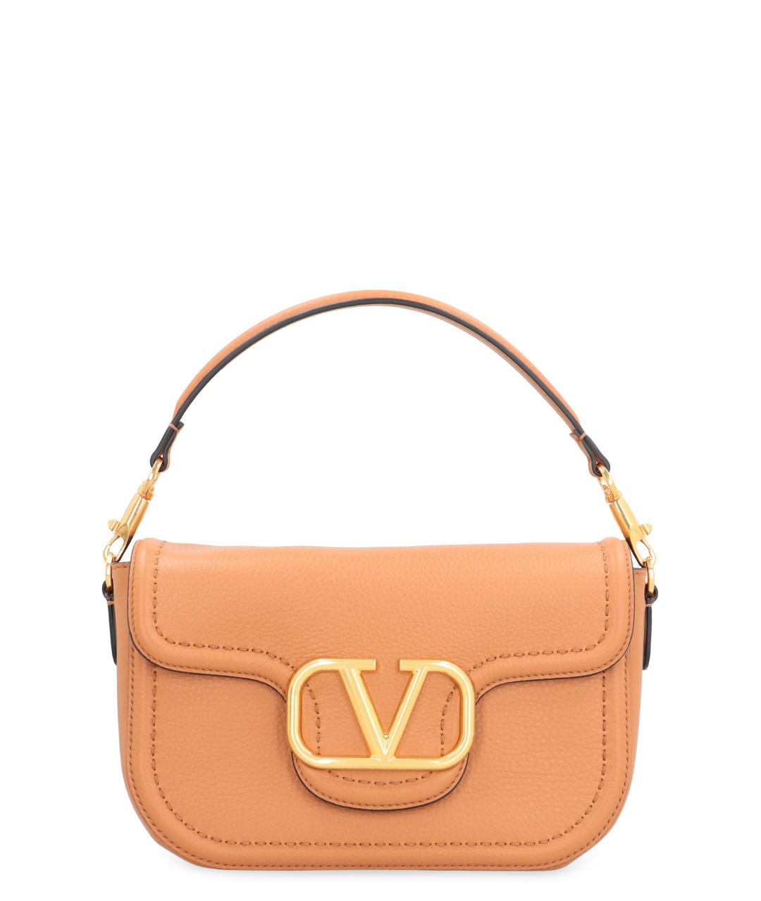 VALENTINO Бежевая кожаная сумка с короткими ручками, фото 1