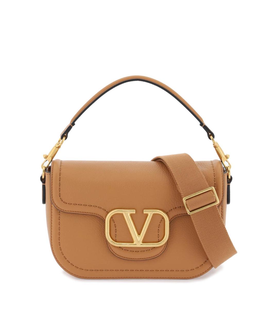 VALENTINO Бежевая кожаная сумка с короткими ручками, фото 2